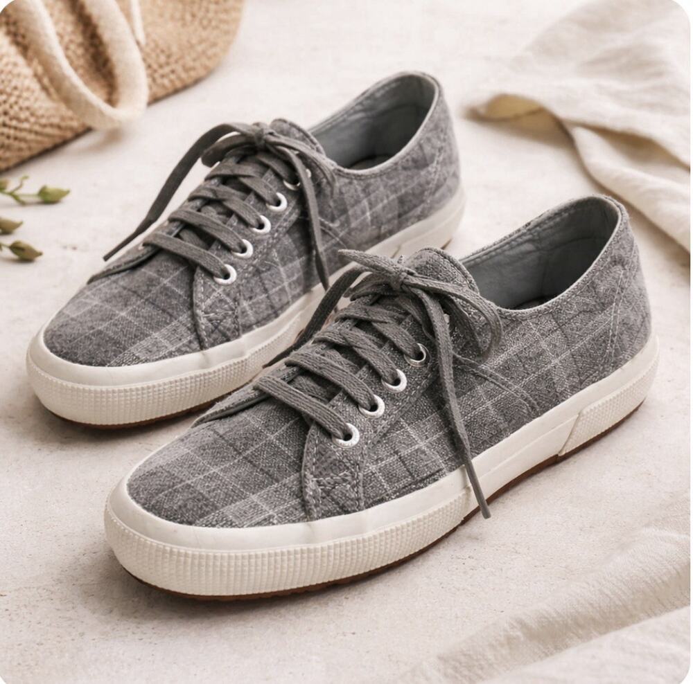 Superga Sz 7 Classic Gray Wool Blend Lace Up Athletic Casual Sneaker Womens